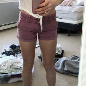 maroon american eagle twill shorts